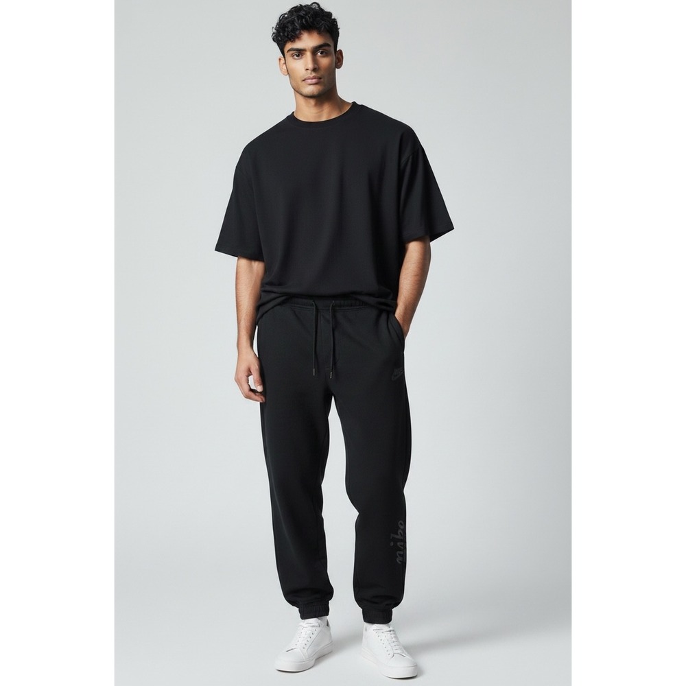 Nike Mens Black Fleece Joggers Just Do It Waistband Metallic Swoosh Small